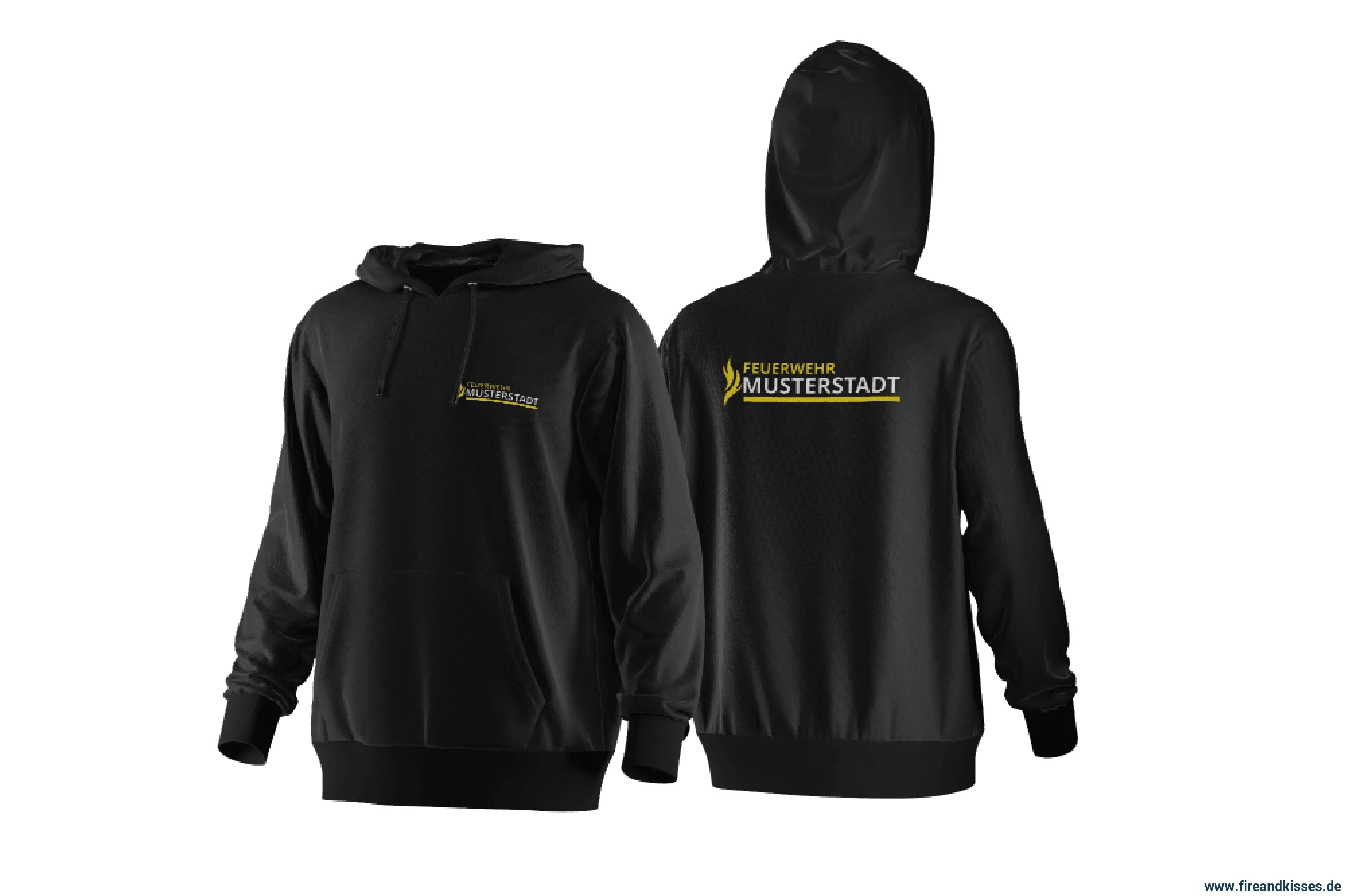 Fireandkisses - feuerwehr-hoodie model kemmern in schwarz – komfort & funktion für einsatz und freizeit - hoodie