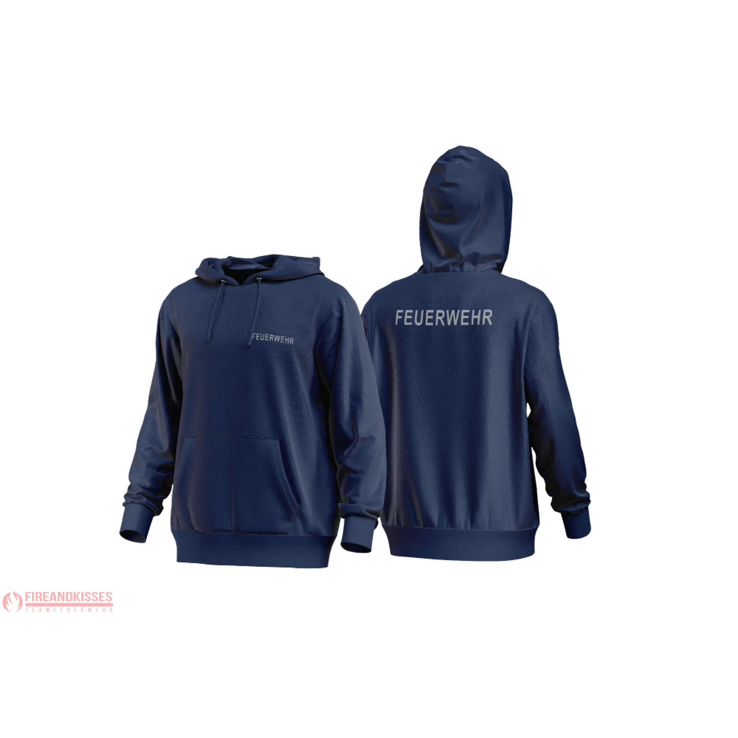 Fireandkisses - Feuerwehr-Hoodie Navy – Komfort & Funktion für Einsatz und Freizeit - XS / Silber-Reflex - Hoodie