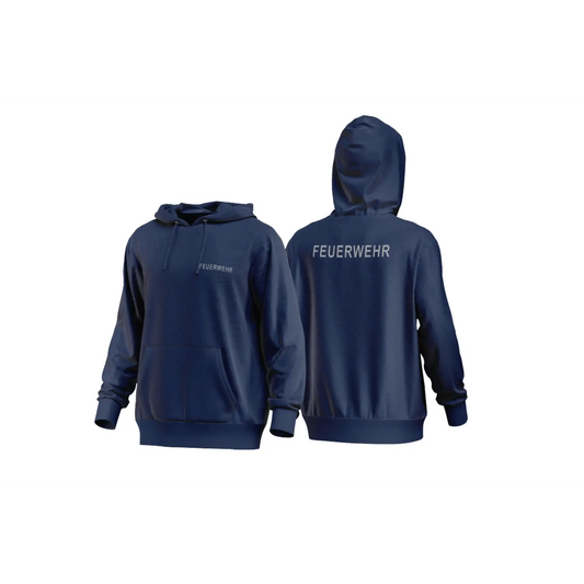 Fireandkisses - feuerwehr-hoodie navy – komfort & funktion für einsatz und freizeit - xs / silber-reflex - hoodie