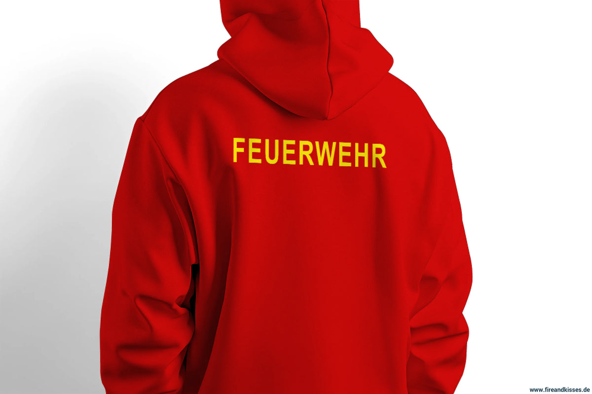 Fireandkisses - feuerwehr-hoodie rot – komfort & funktion für einsatz und freizeit - hoodie - feuerwehr-hoodie rot