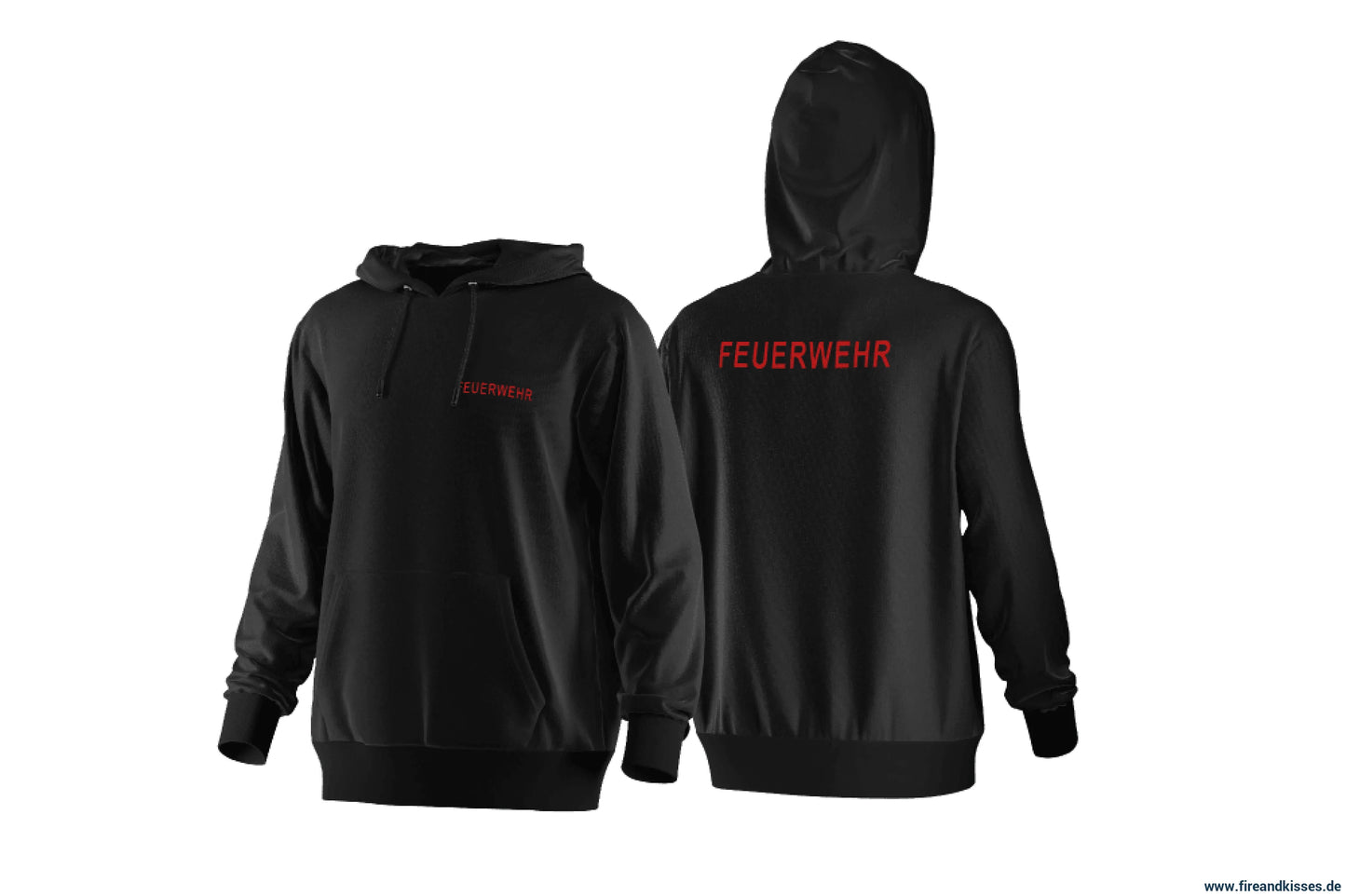 Fireandkisses - feuerwehr-hoodie schwarz – komfort & funktion für einsatz und freizeit - hoodie - feuerwehr-hoodie