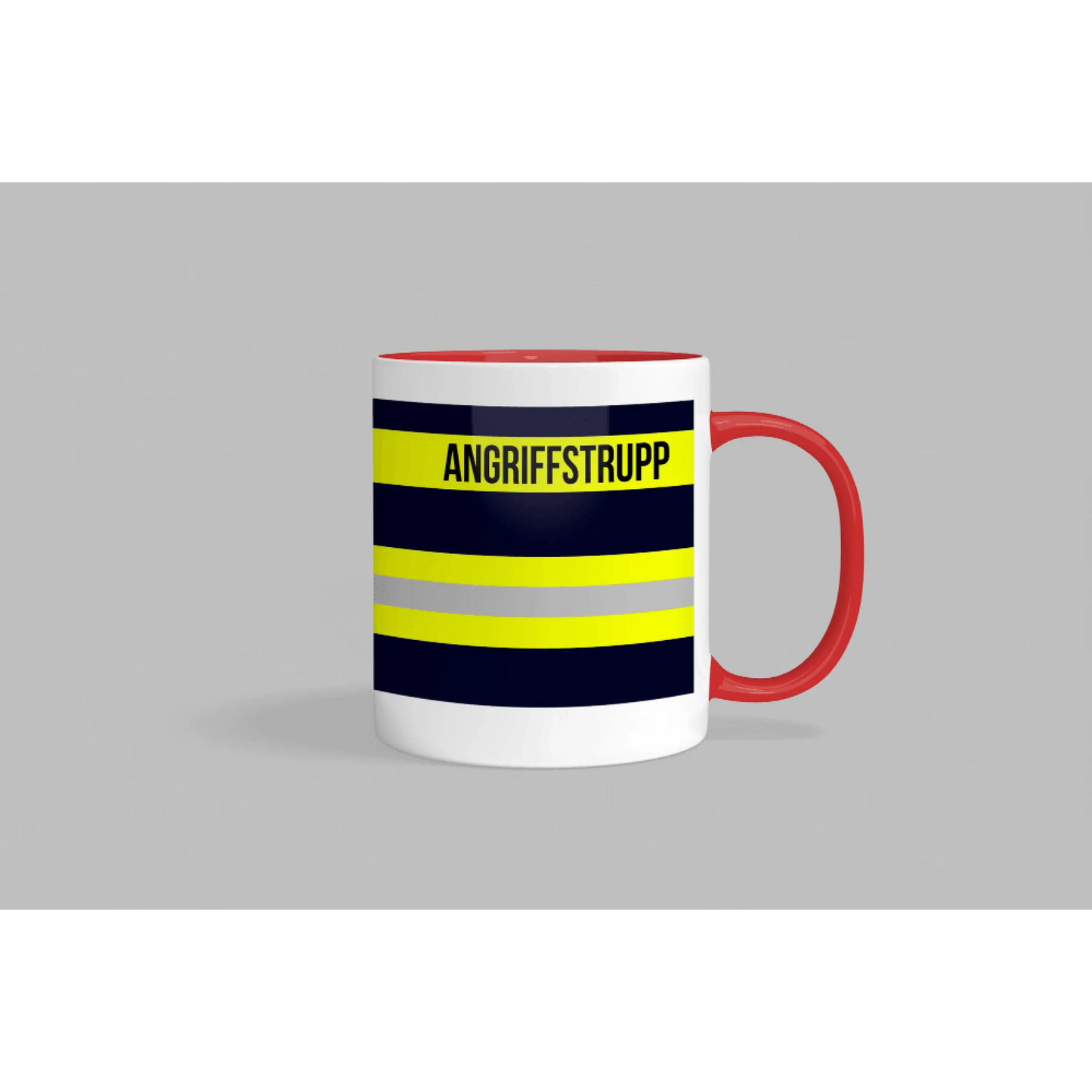 Fireandkisses feuerwehr-tasse „angriffstrupp“ - roter henkel & rand - tasse feuerwehr-tasse „angriffstrupp“