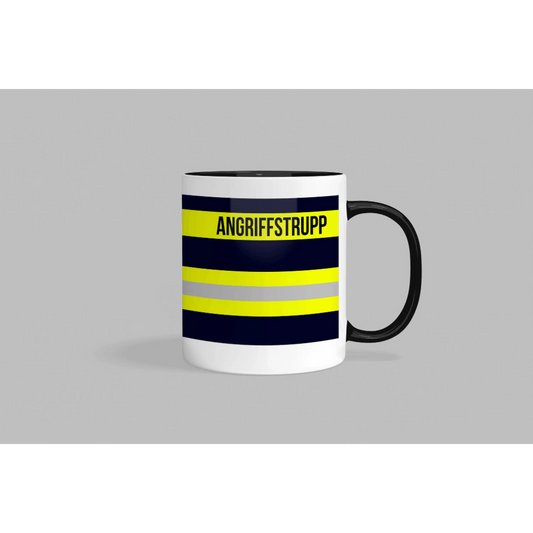 Fireandkisses feuerwehr-tasse „angriffstrupp“ - schwarzer henkel & rand - tasse feuerwehr-tasse „angriffstrupp“
