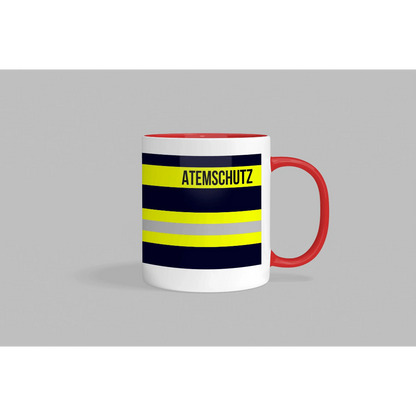 Fireandkisses feuerwehr-tasse „atemschutz“ - roter henkel & rand - tasse feuerwehr-tasse „atemschutz“