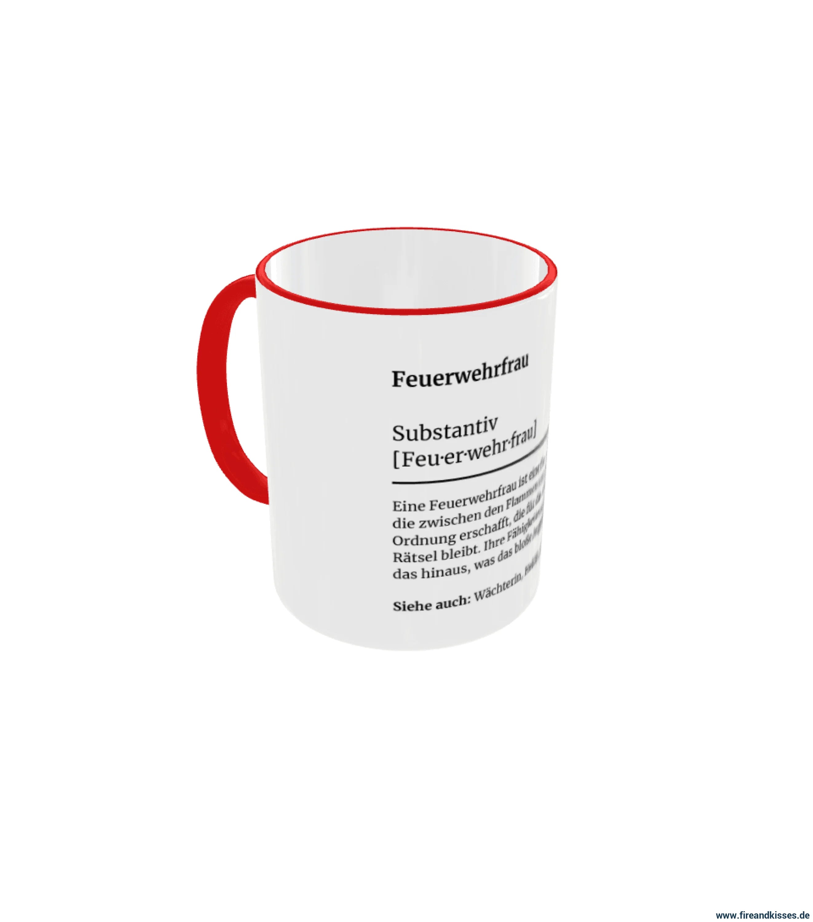 Fireandkisses feuerwehr-tasse „definition feuerwehrfrau“ - roter rand & henkel - tasse feuerwehr-tasse „definition