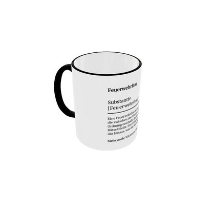 Fireandkisses feuerwehr-tasse „definition feuerwehrfrau“ - schwarzer rand & henkel - tasse feuerwehr-tasse „definition
