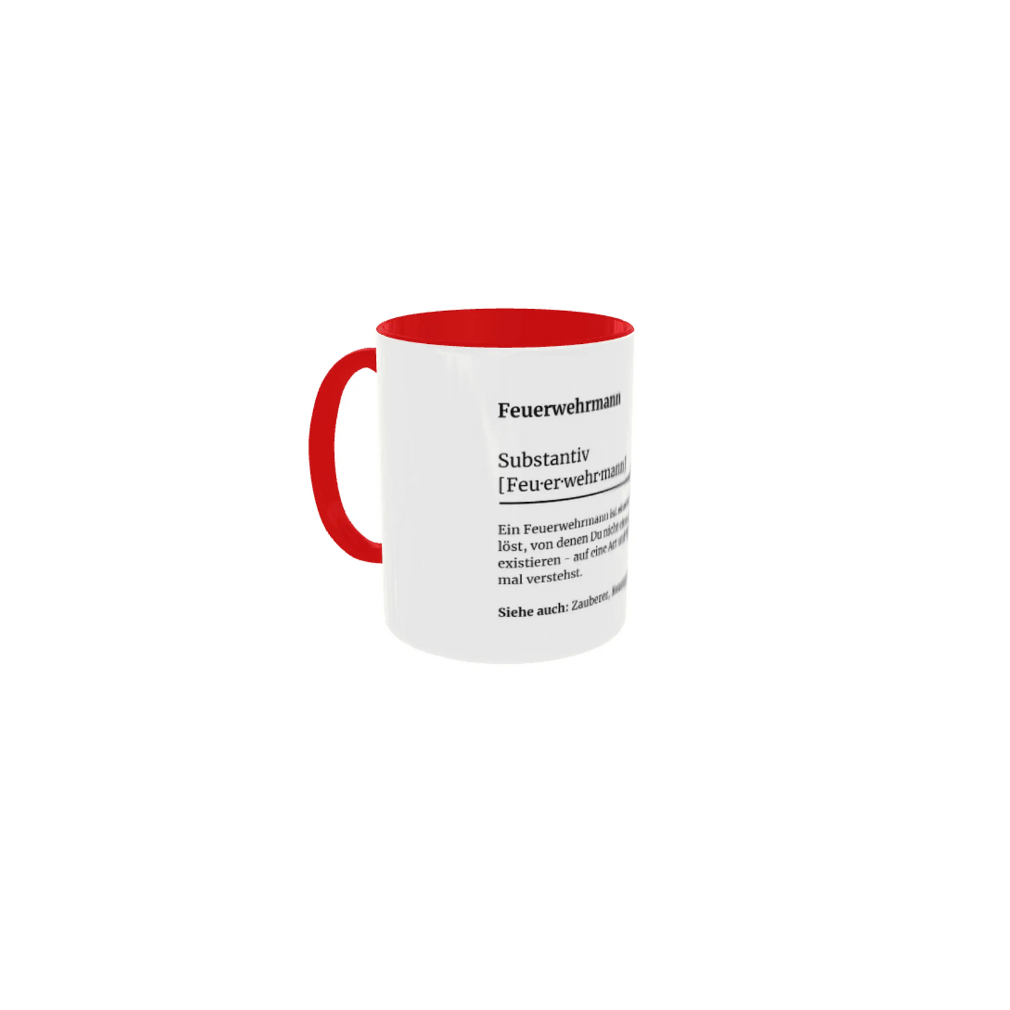 Fireandkisses feuerwehr-tasse „definition feuerwehrmann“ - roter henkel & rand - tasse feuerwehr-tasse „definition
