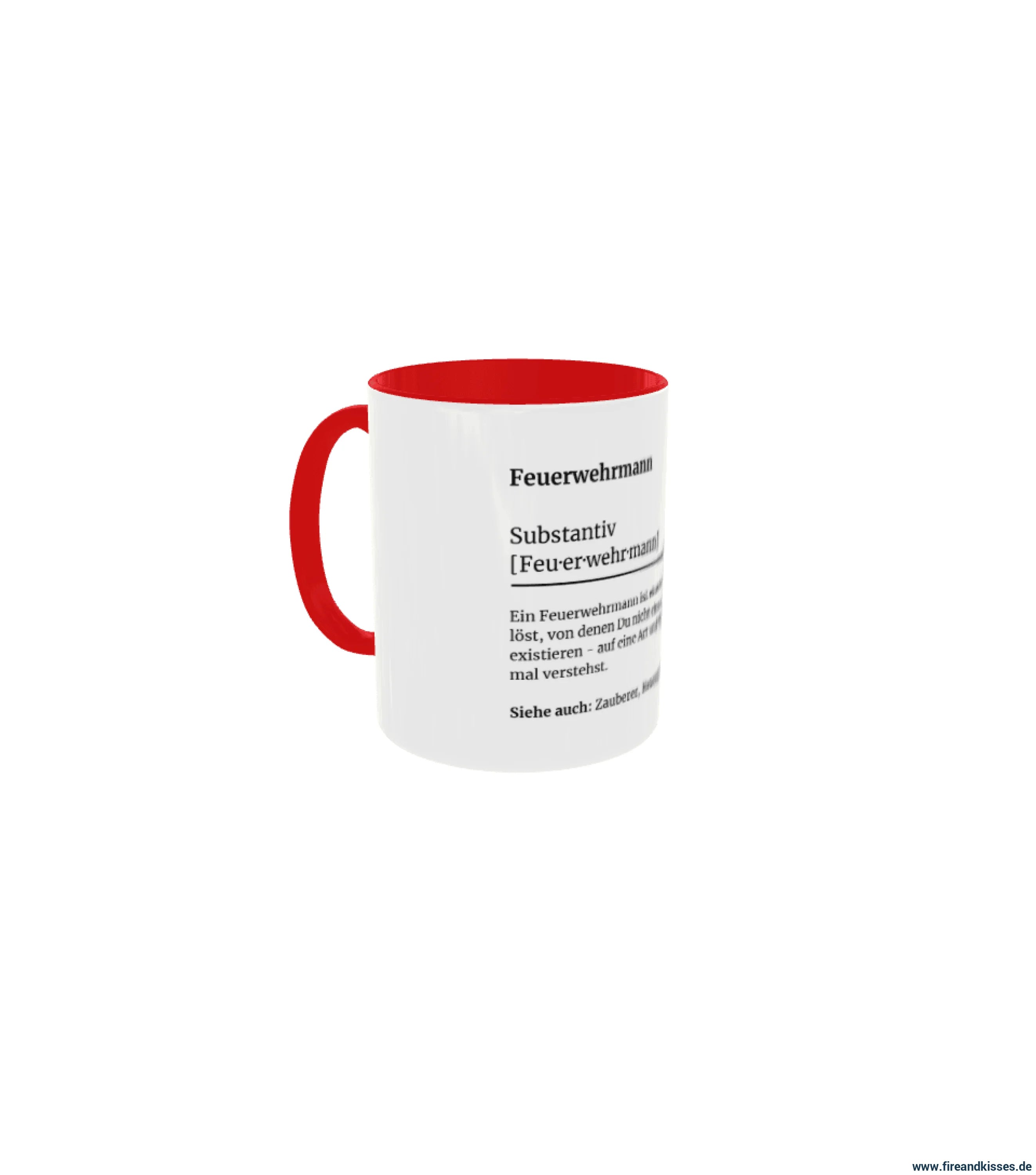 Fireandkisses feuerwehr-tasse „definition feuerwehrmann“ - roter henkel & rand - tasse feuerwehr-tasse „definition