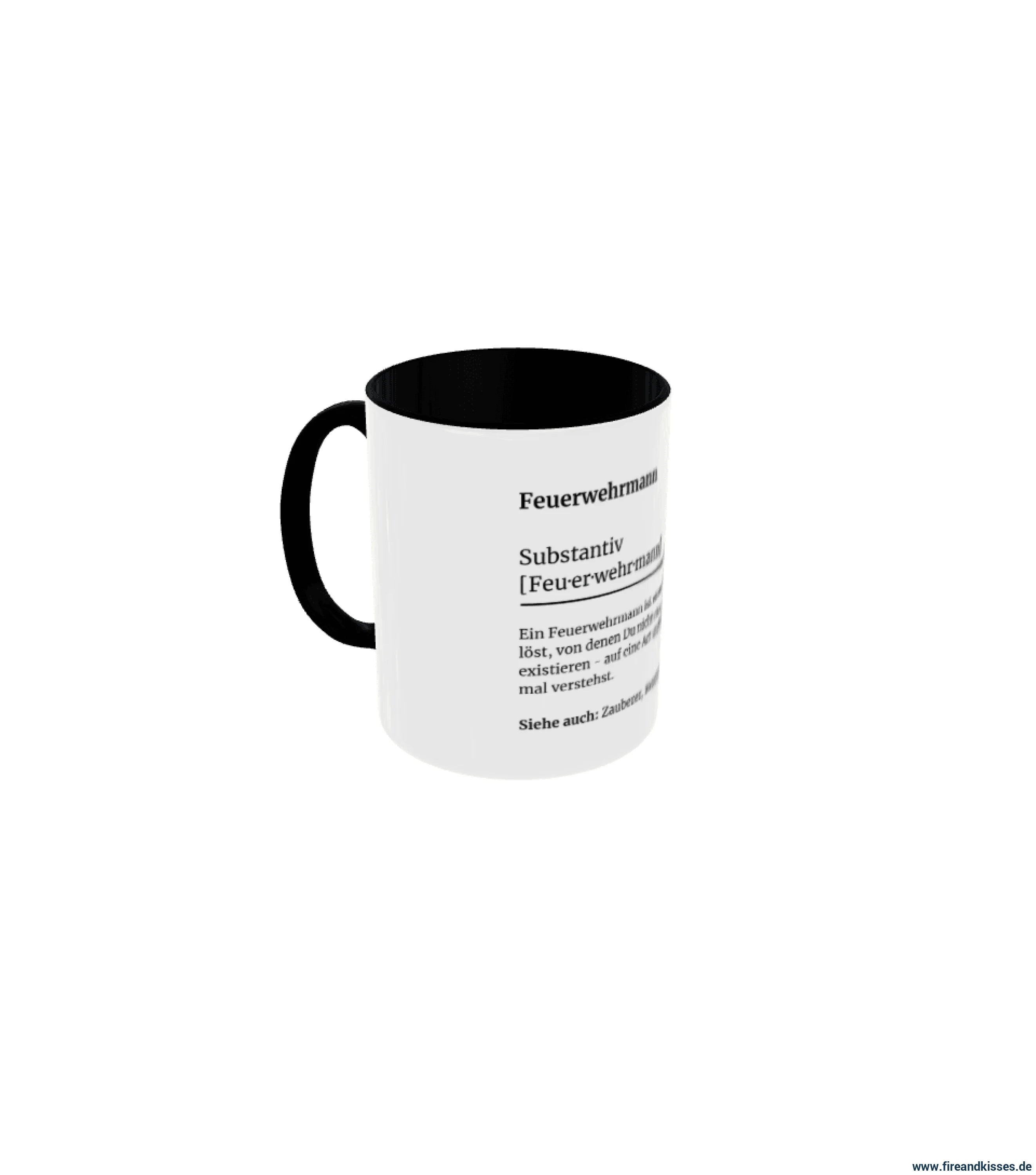 Fireandkisses feuerwehr-tasse „definition feuerwehrmann“ - schwarzer henkel & rand - tasse feuerwehr-tasse „definition