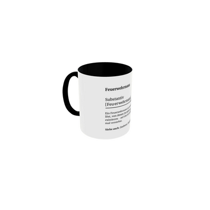 Fireandkisses feuerwehr-tasse „definition feuerwehrmann“ - schwarzer henkel & rand - tasse feuerwehr-tasse „definition