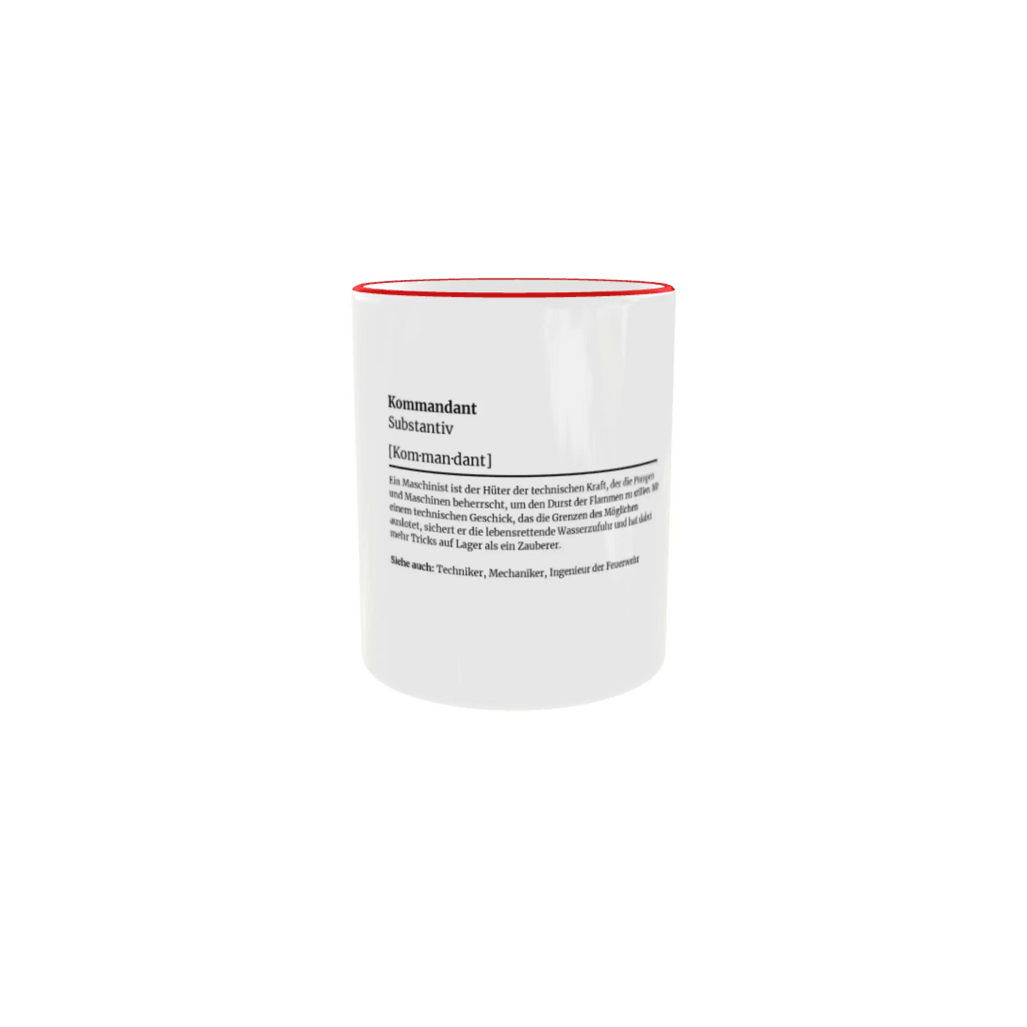 Fireandkisses feuerwehr-tasse „definition kommandant“ - roter rand & henkel - tasse feuerwehr-tasse „definition