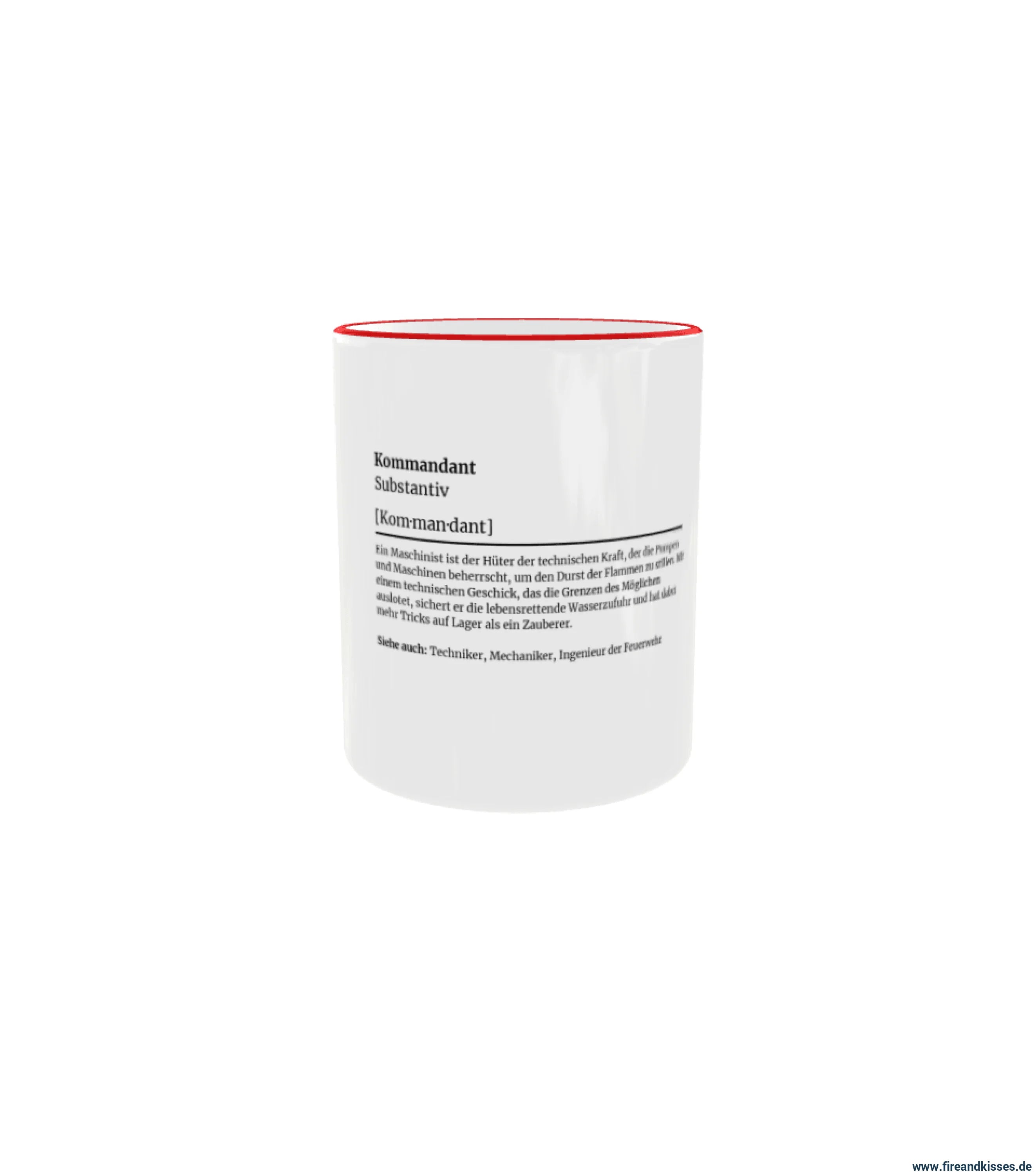 Fireandkisses feuerwehr-tasse „definition kommandant“ - roter rand & henkel - tasse feuerwehr-tasse „definition