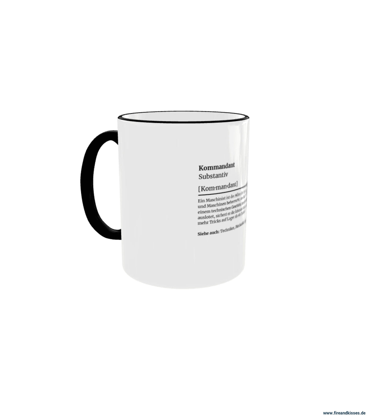 Fireandkisses feuerwehr-tasse „definition kommandant“ - schwarzer rand & henkel - tasse feuerwehr-tasse „definition
