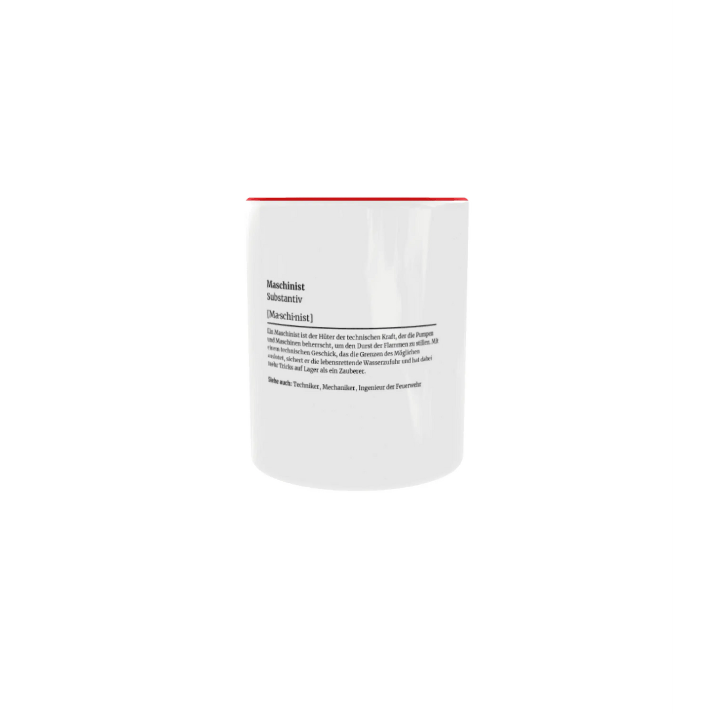 Fireandkisses feuerwehr-tasse „definition maschinist“ - roter henkel & rand - tasse feuerwehr-tasse „definition