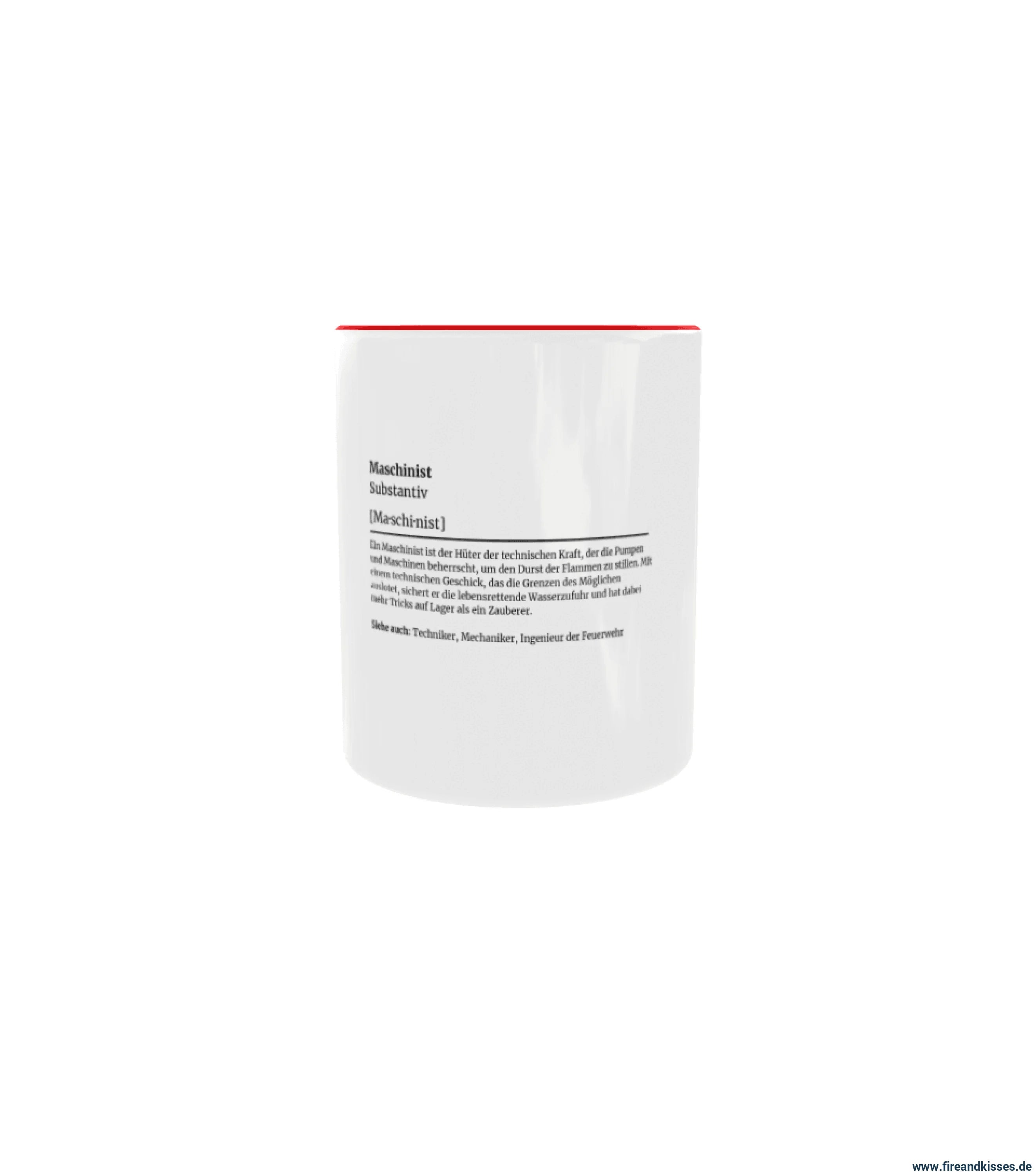 Fireandkisses feuerwehr-tasse „definition maschinist“ - roter henkel & rand - tasse feuerwehr-tasse „definition