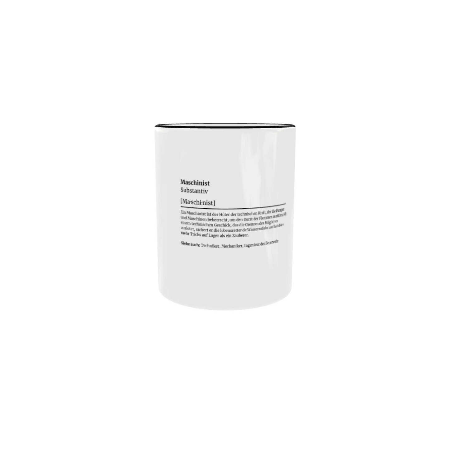 Fireandkisses feuerwehr-tasse „definition maschinist“ - schwarzer henkel & rand - tasse feuerwehr-tasse „definition