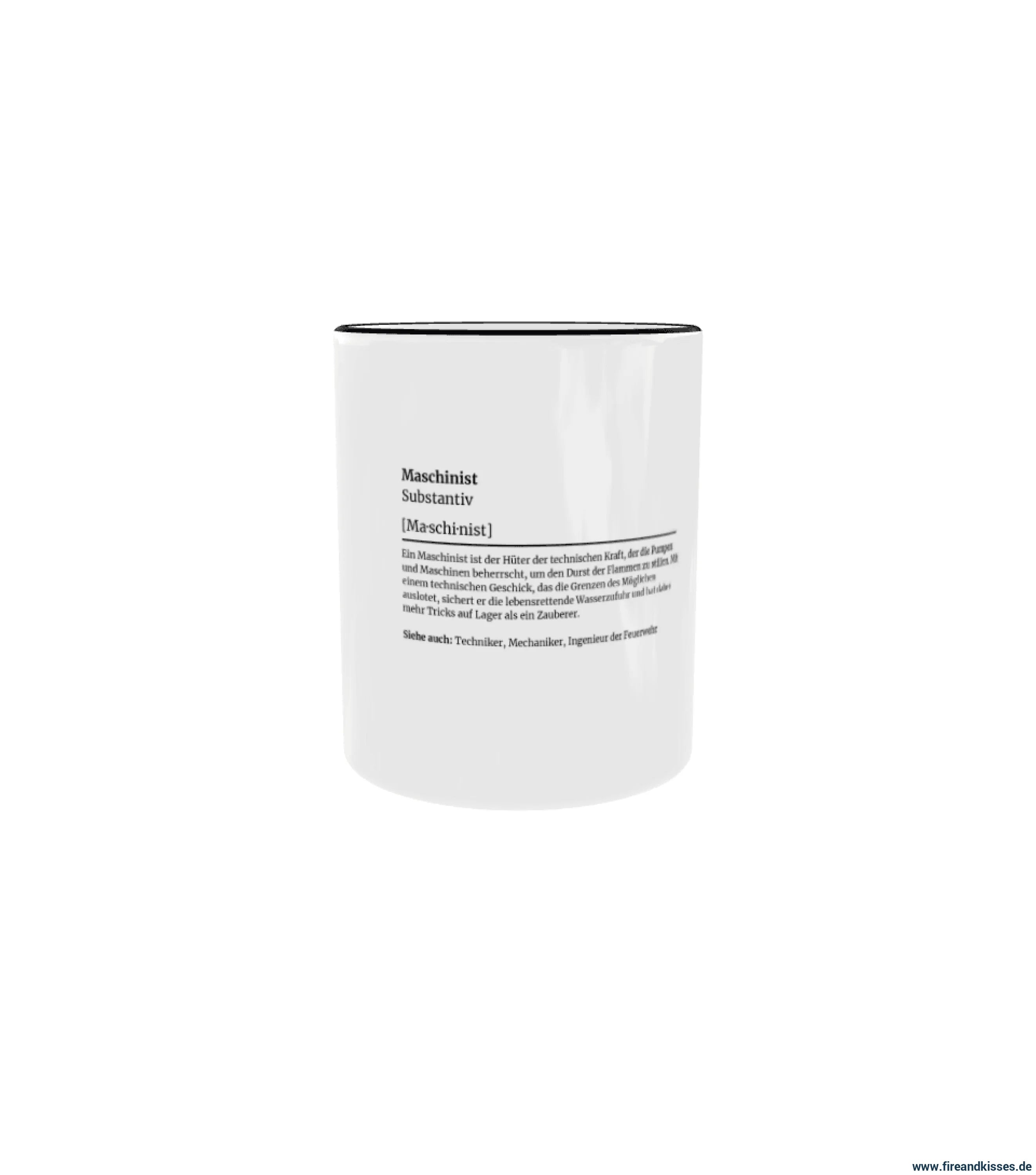 Fireandkisses feuerwehr-tasse „definition maschinist“ - schwarzer henkel & rand - tasse feuerwehr-tasse „definition