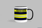 Fireandkisses feuerwehr-tasse „feuerwehrmann“ - schwarzer rand & henkel - tasse feuerwehrmann | keramik 0,3l