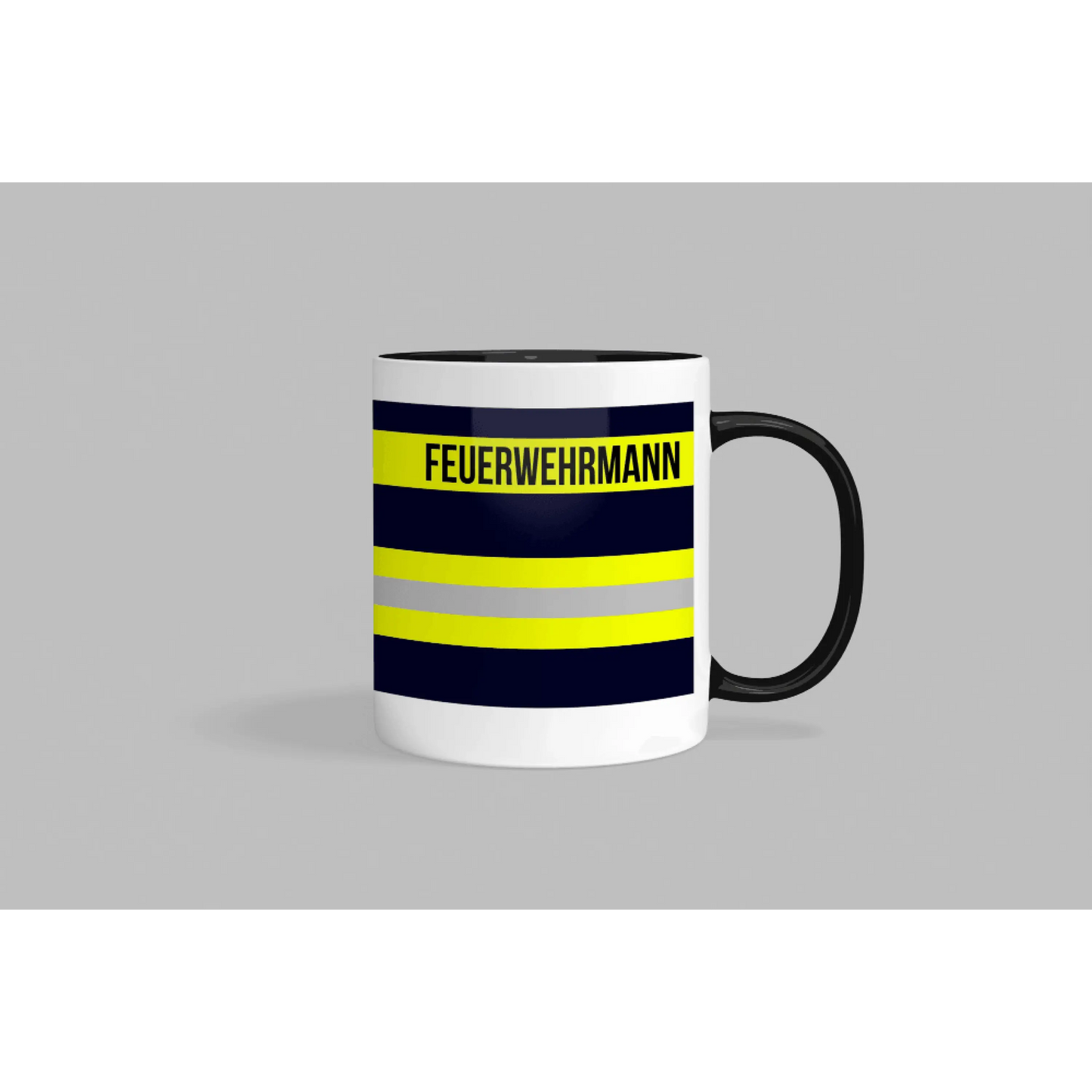 Fireandkisses feuerwehr-tasse „feuerwehrmann“ - schwarzer rand & henkel - tasse feuerwehr-tasse „feuerwehrmann“