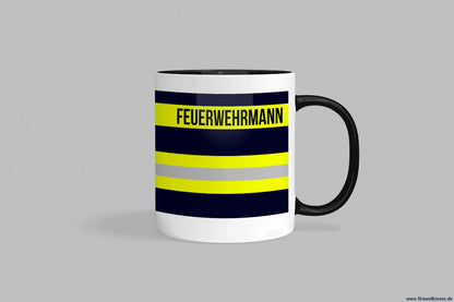 Fireandkisses feuerwehr-tasse „feuerwehrmann“ - schwarzer rand & henkel - tasse feuerwehr-tasse „feuerwehrmann“