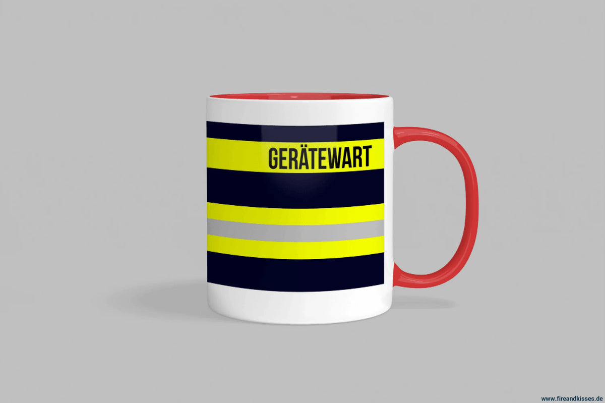 Fireandkisses feuerwehr-tasse „gerätewart“ - roter rand & henkel - tasse gerätewart | keramik 0,3l spülmaschinenfest