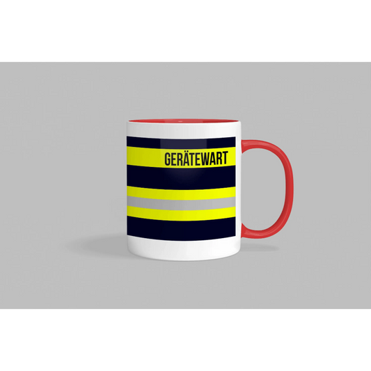 Fireandkisses feuerwehr-tasse „gerätewart“ - roter rand & henkel - tasse feuerwehr-tasse „gerätewart“