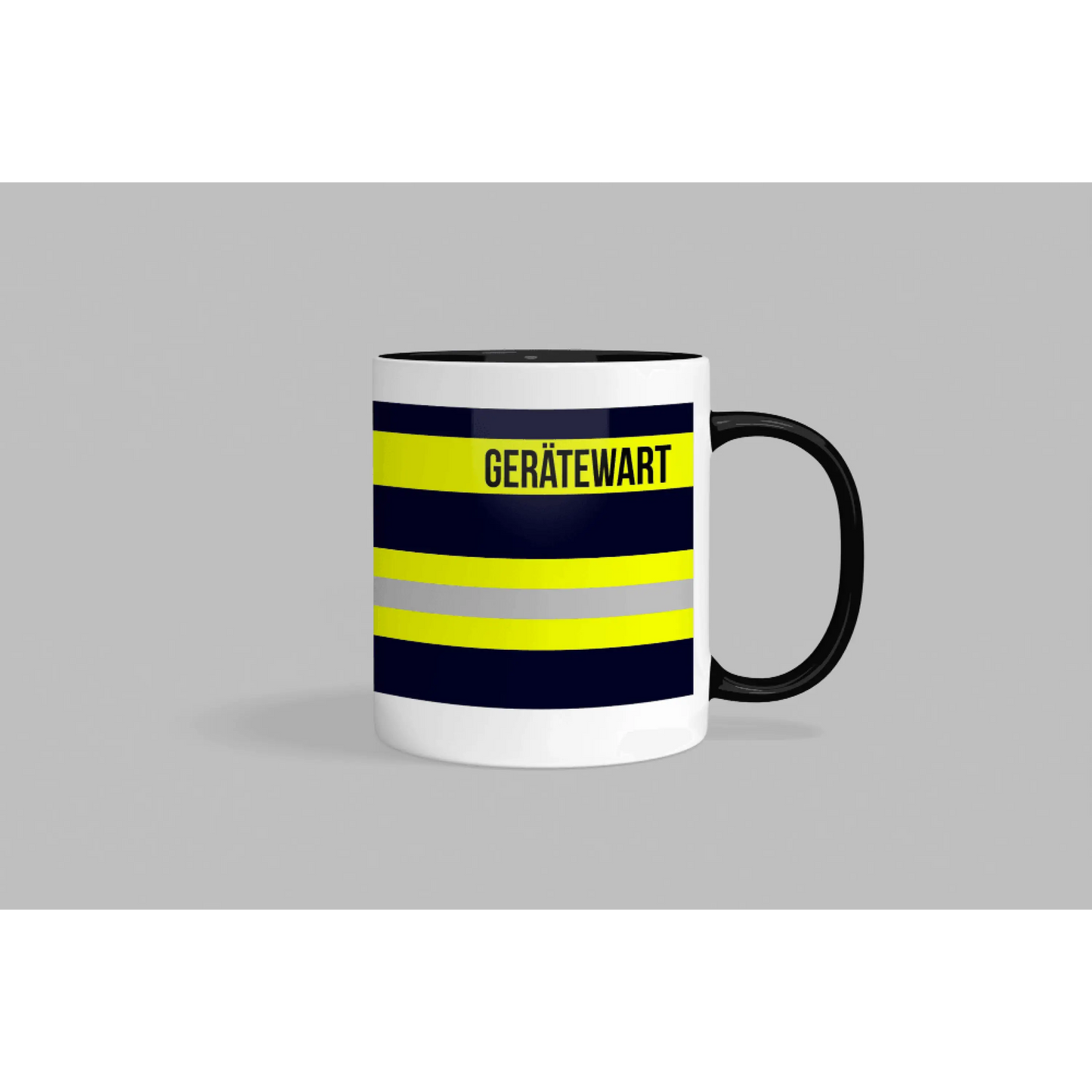 Fireandkisses feuerwehr-tasse „gerätewart“ - schwarzer rand & henkel - tasse feuerwehr-tasse „gerätewart“