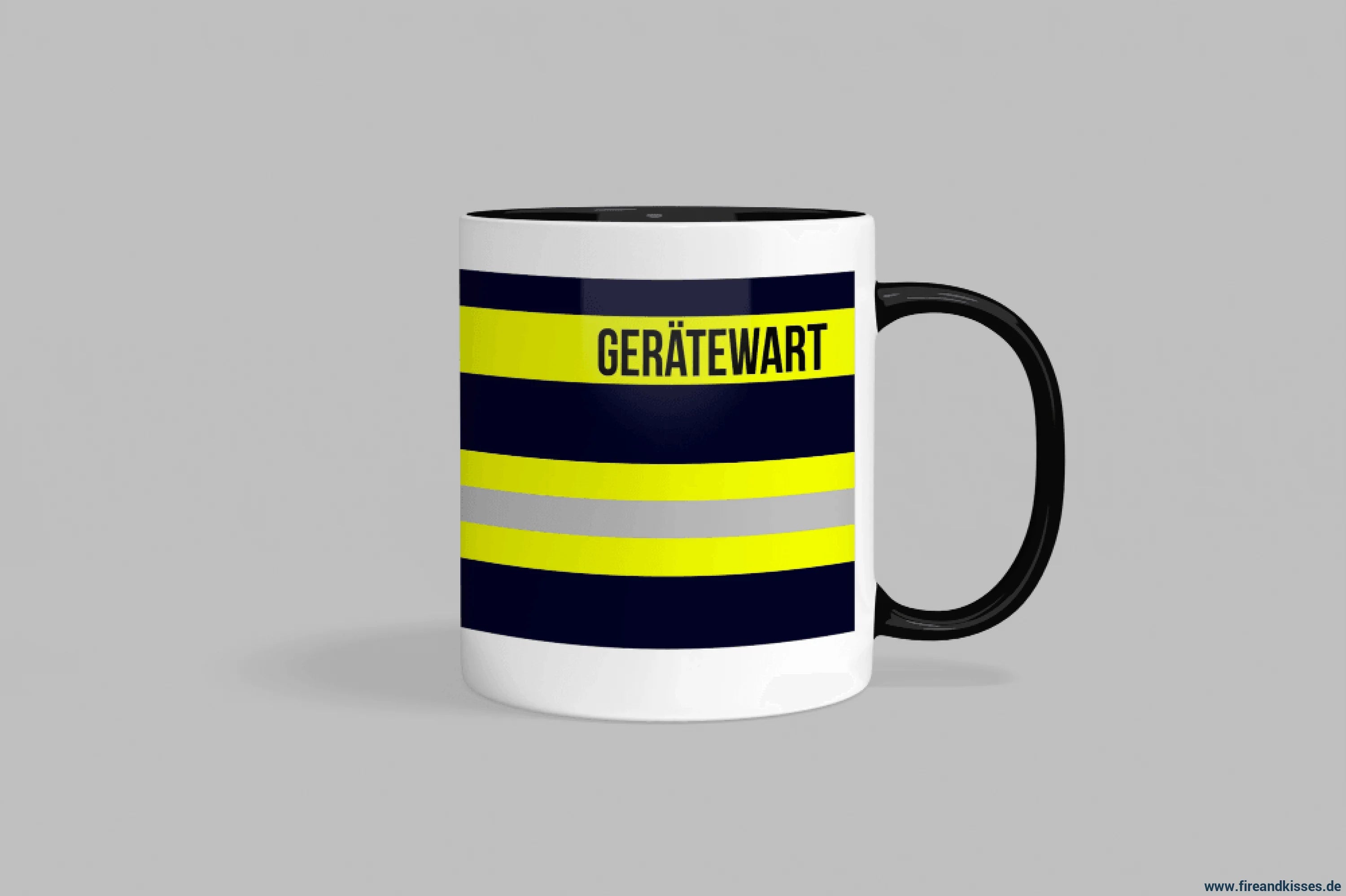 Fireandkisses feuerwehr-tasse „gerätewart“ - schwarzer rand & henkel - tasse gerätewart | keramik 0,3l spülmaschinenfest