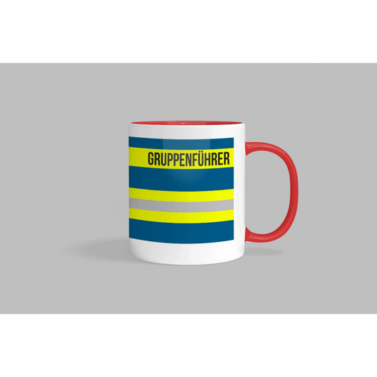 Fireandkisses feuerwehr-tasse „gruppenführer“ - roter rand & henkel - tasse feuerwehr-tasse „gruppenführer“