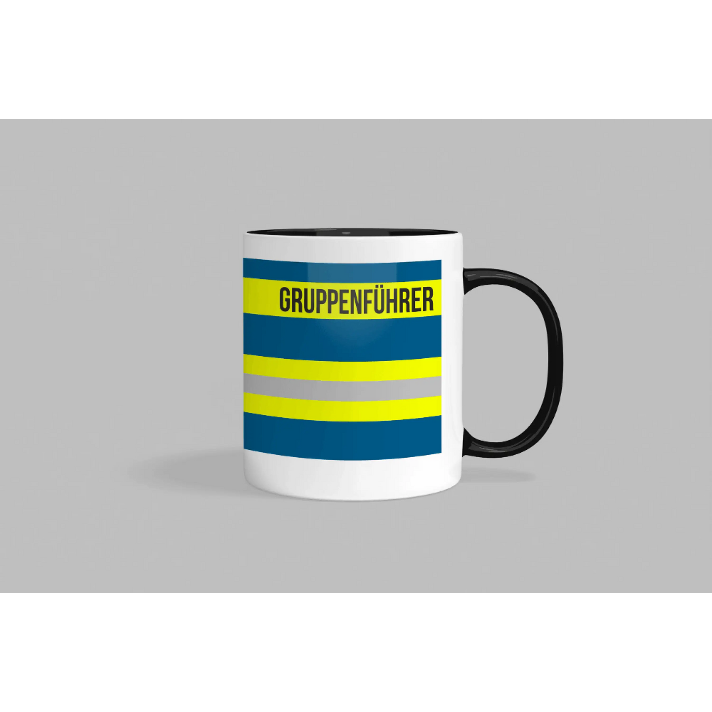 Fireandkisses feuerwehr-tasse „gruppenführer“ - schwarzer rand & henkel - tasse feuerwehr-tasse „gruppenführer“