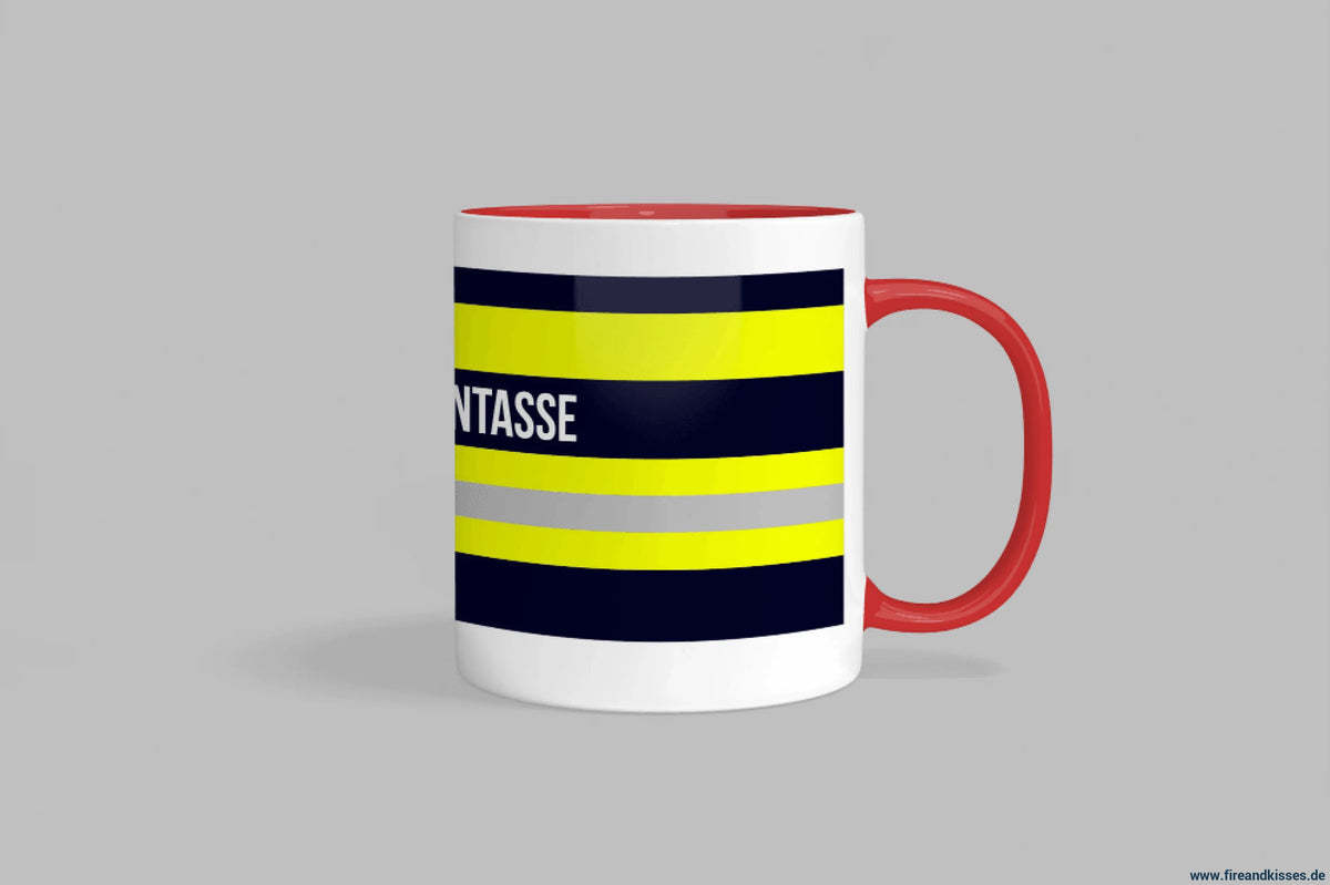 Fireandkisses feuerwehr-tasse „heldentasse“ - roter rand & henkel - tasse heldentasse | keramik 0,3l spülmaschinenfest