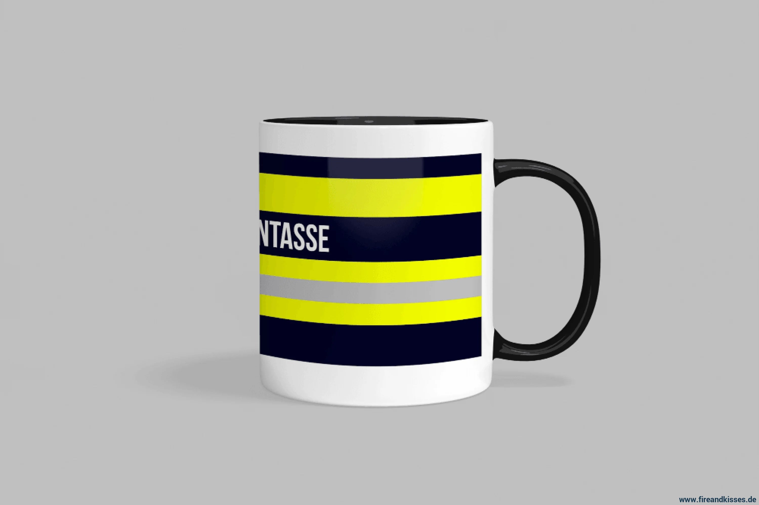 Fireandkisses feuerwehr-tasse „heldentasse“ - schwarzer rand & henkel - tasse heldentasse | keramik 0,3l