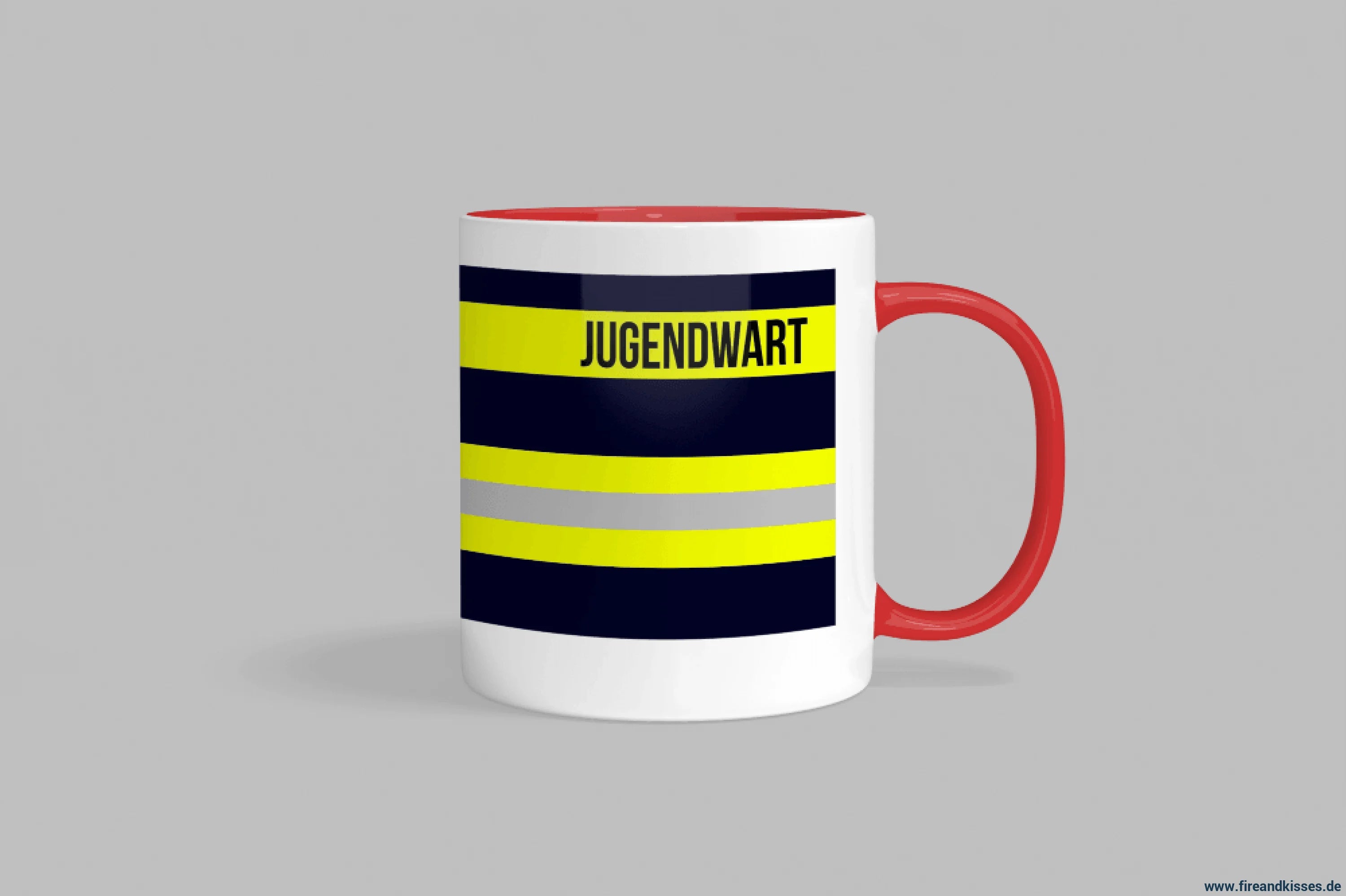 Fireandkisses feuerwehr-tasse „jugendwart“ - roter rand & henkel - tasse jugendwart | keramik 0,3l spülmaschinenfest