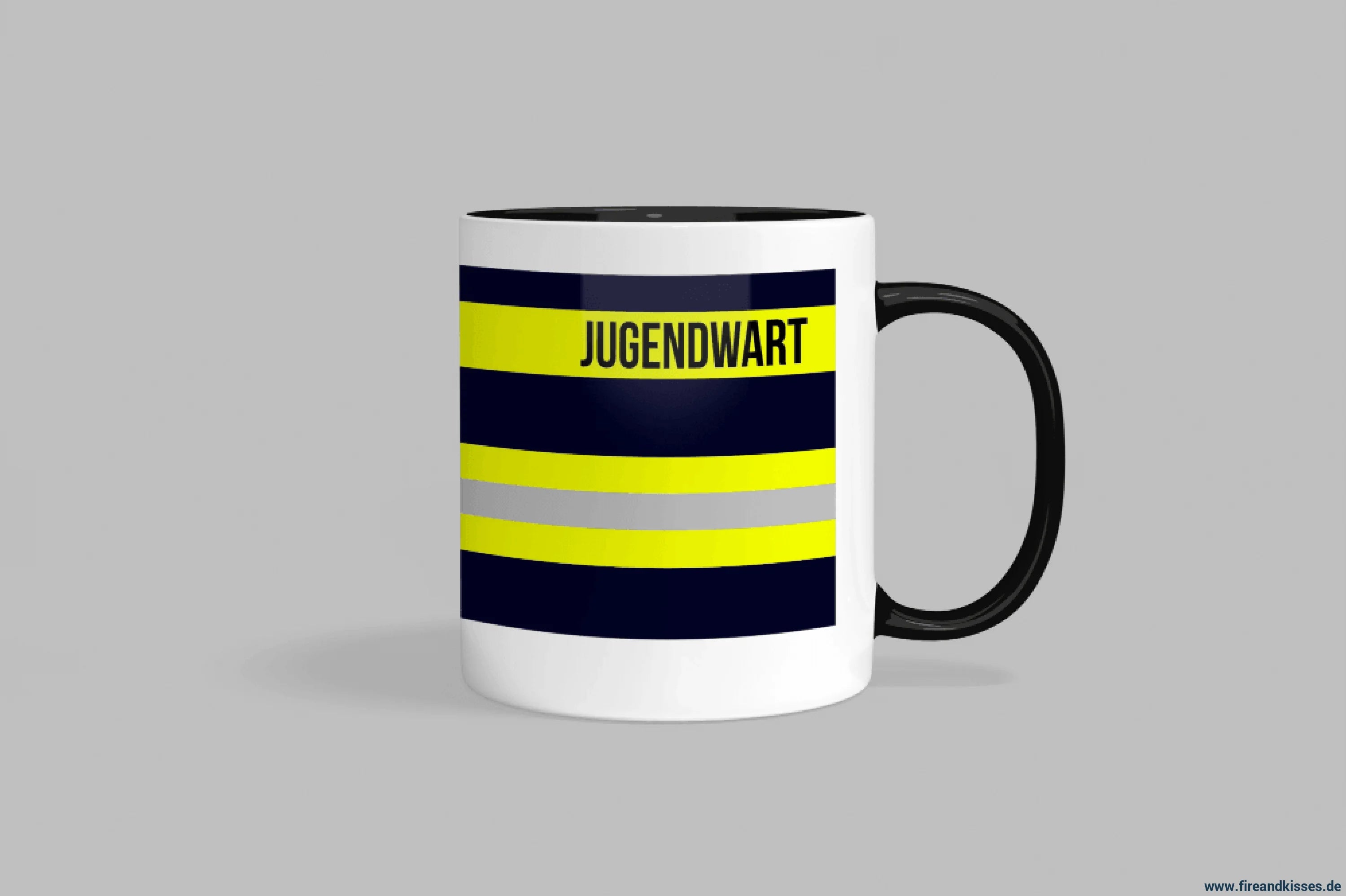 Fireandkisses feuerwehr-tasse „jugendwart“ - schwarzer rand & henkel - tasse jugendwart | keramik 0,3l spülmaschinenfest
