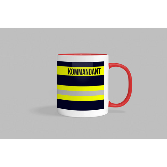 Fireandkisses feuerwehr-tasse „kommandant“ - roter henkel & rand - tasse feuerwehr-tasse „kommandant“