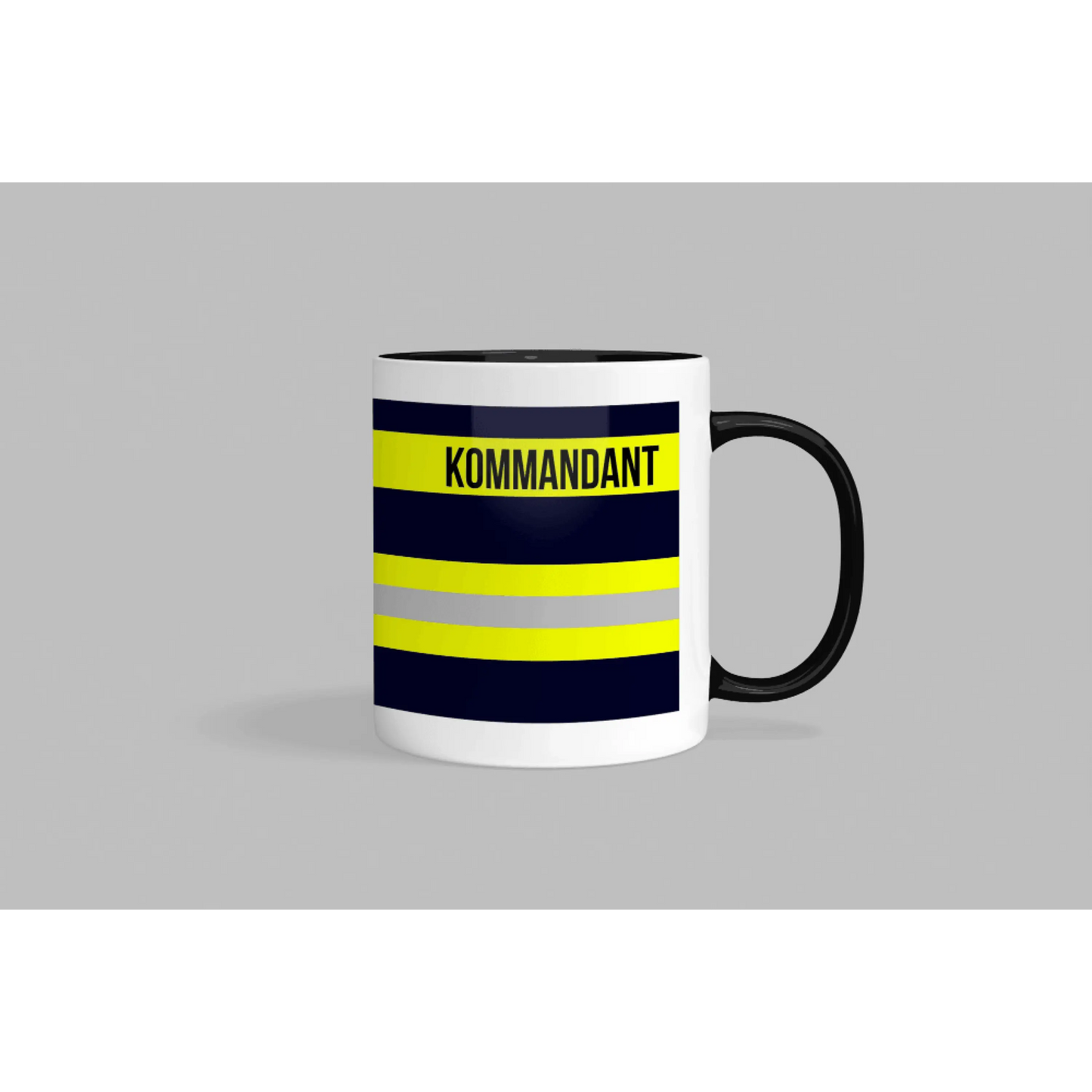 Fireandkisses feuerwehr-tasse „kommandant“ - schwarzer henkel & rand - tasse feuerwehr-tasse „kommandant“