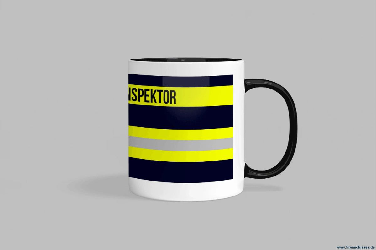 Fireandkisses feuerwehr-tasse „kreisbrandinspektor“ - schwarzer rand & henkel - tasse kreisbrandinspektor | keramik 0,3l