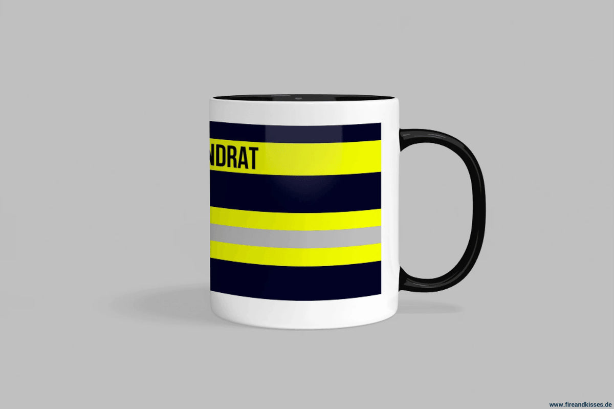 Fireandkisses feuerwehr-tasse „kreisbrandrat“ - schwarzer henkel & rand - tasse kreisbrandrat | keramik 0,3l