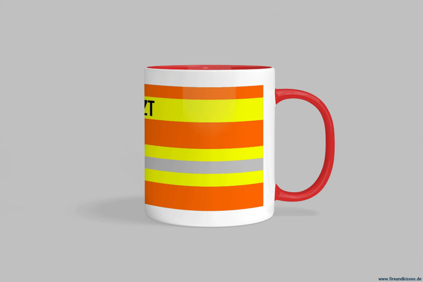 Fireandkisses feuerwehr-tasse „notarzt“ - roter rand & henkel - tasse feuerwehr-tasse „notarzt“
