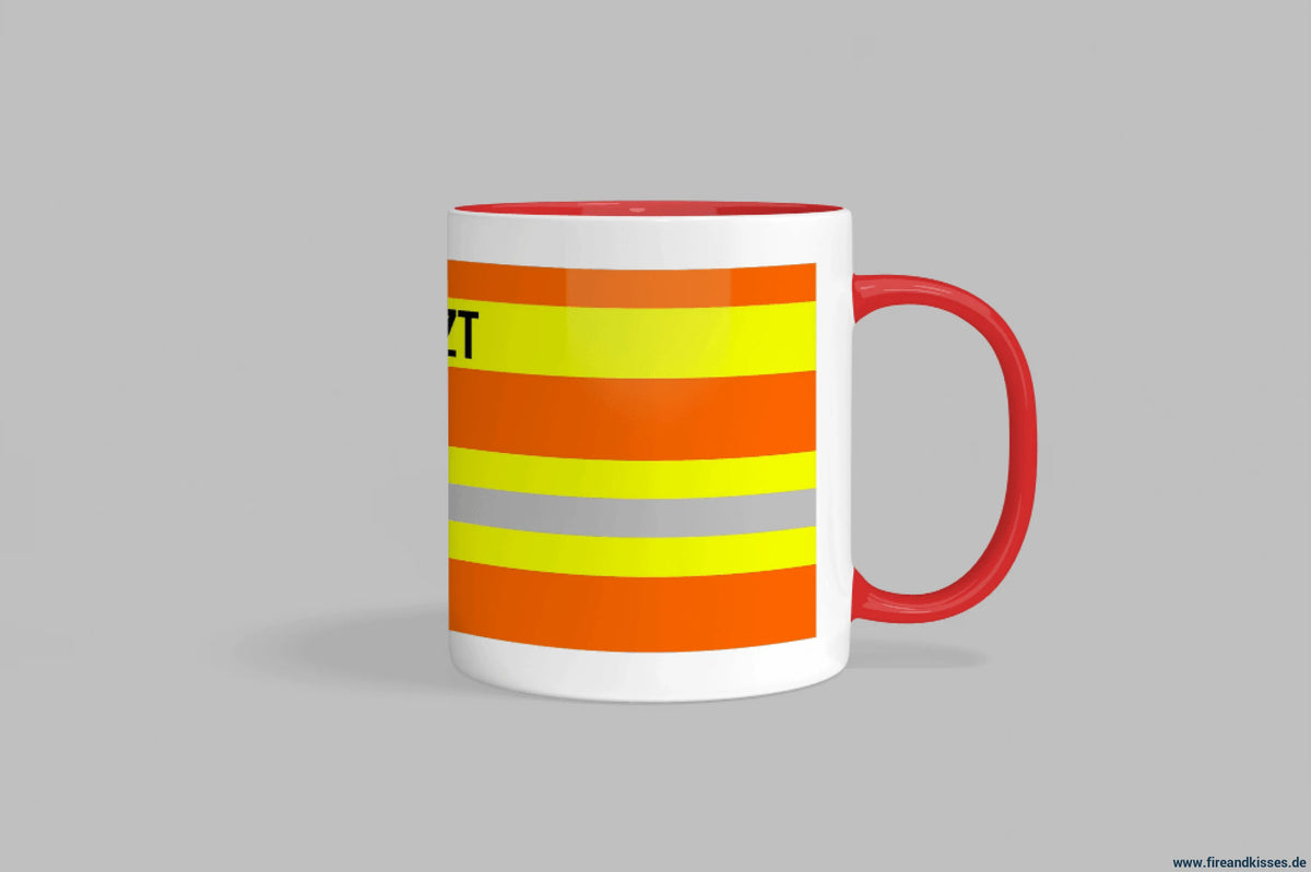 Fireandkisses feuerwehr-tasse „notarzt“ - roter rand & henkel - tasse notarzt | keramik 0,3l spülmaschinenfest