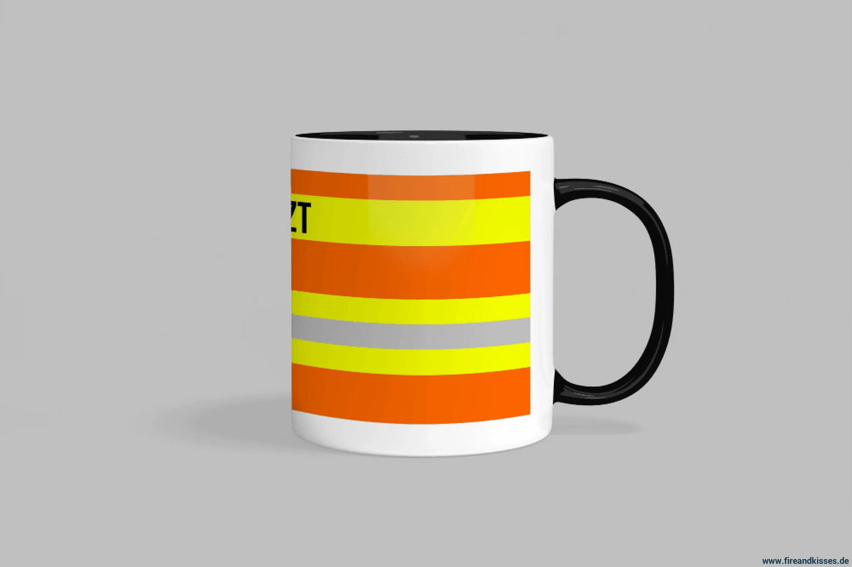 Fireandkisses feuerwehr-tasse „notarzt“ - schwarzer rand & henkel - tasse notarzt | keramik 0,3l spülmaschinenfest