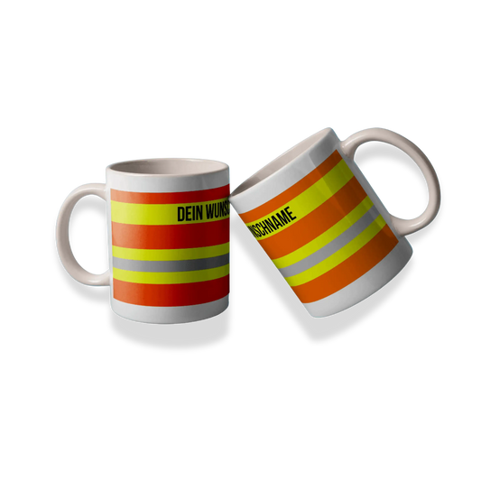 🧡 fireandkisses feuerwehr-tasse orange – mit deinem wunschtext - tasse fireandkisses feuerwehr-tasse orange