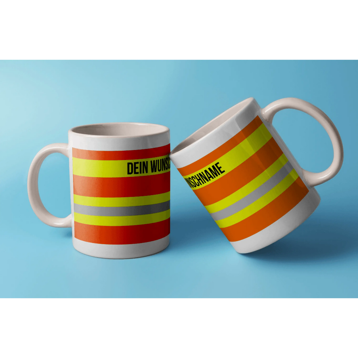 🧡 fireandkisses feuerwehr-tasse orange – mit deinem wunschtext - weiß - tasse fireandkisses feuerwehr-tasse orange