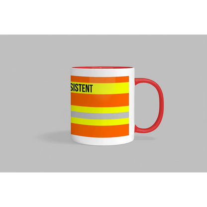 Fireandkisses feuerwehr-tasse „rettungsassistent“ - roter henkel & rand - tasse feuerwehr-tasse „rettungsassistent“