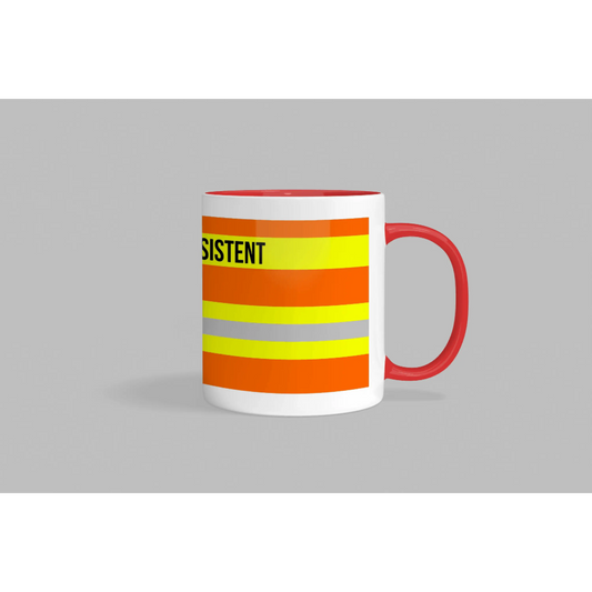 Fireandkisses feuerwehr-tasse „rettungsassistent“ - roter henkel & rand - tasse feuerwehr-tasse „rettungsassistent“
