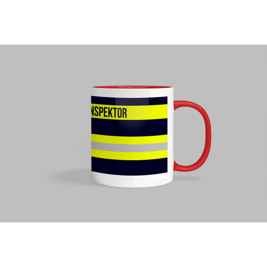 Fireandkisses feuerwehr-tasse „stadtbrandinspektor“ - roter henkel & rand - tasse feuerwehr-tasse „stadtbrandinspektor“