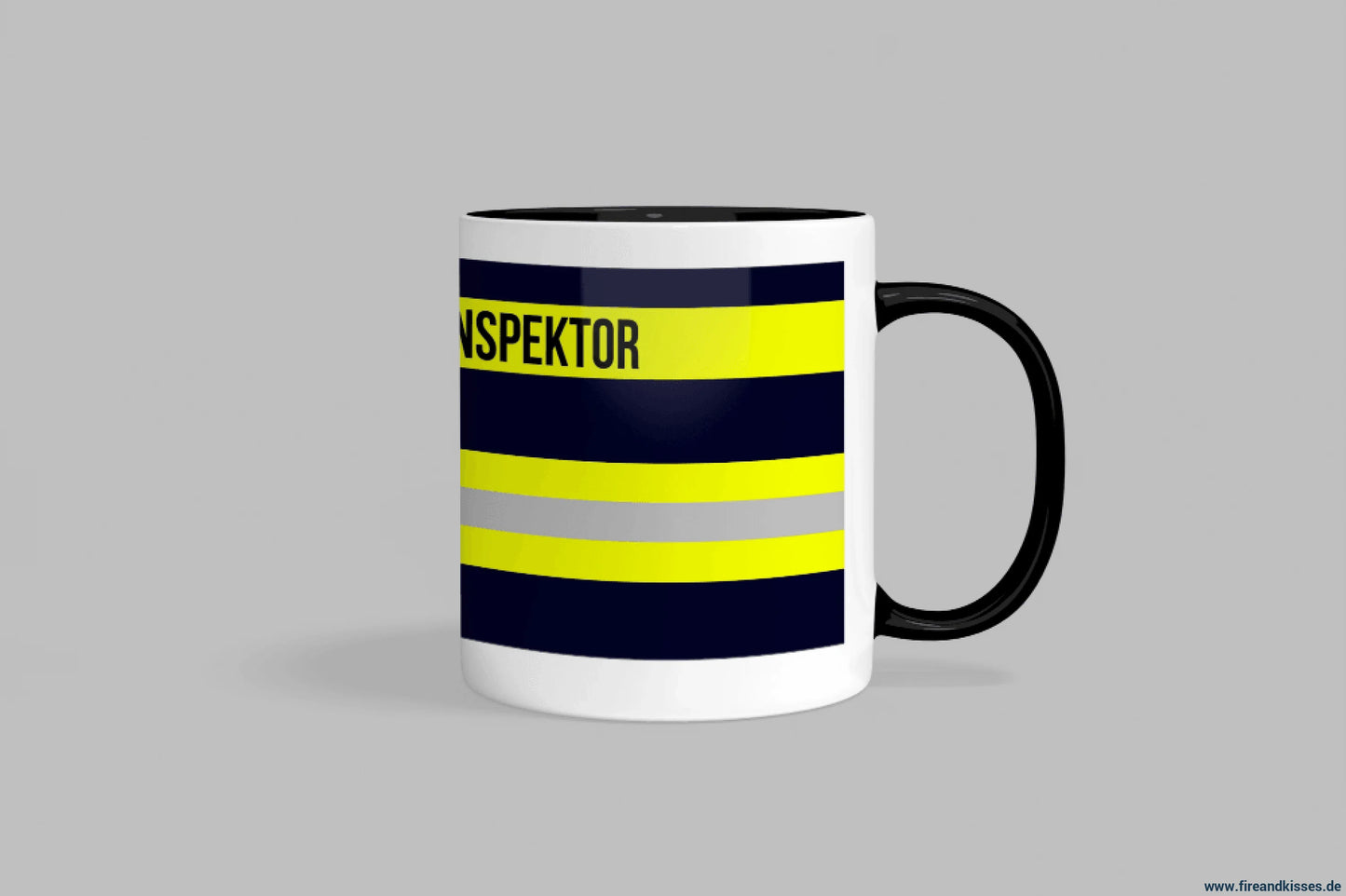 Fireandkisses feuerwehr-tasse „stadtbrandinspektor“ - schwarzer henkel & rand - tasse feuerwehr-tasse