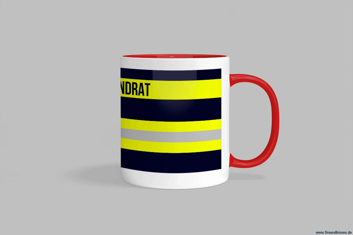 Fireandkisses feuerwehr-tasse „stadtbrandrat“ - roter henkel & rand - tasse feuerwehr-tasse „stadtbrandrat“