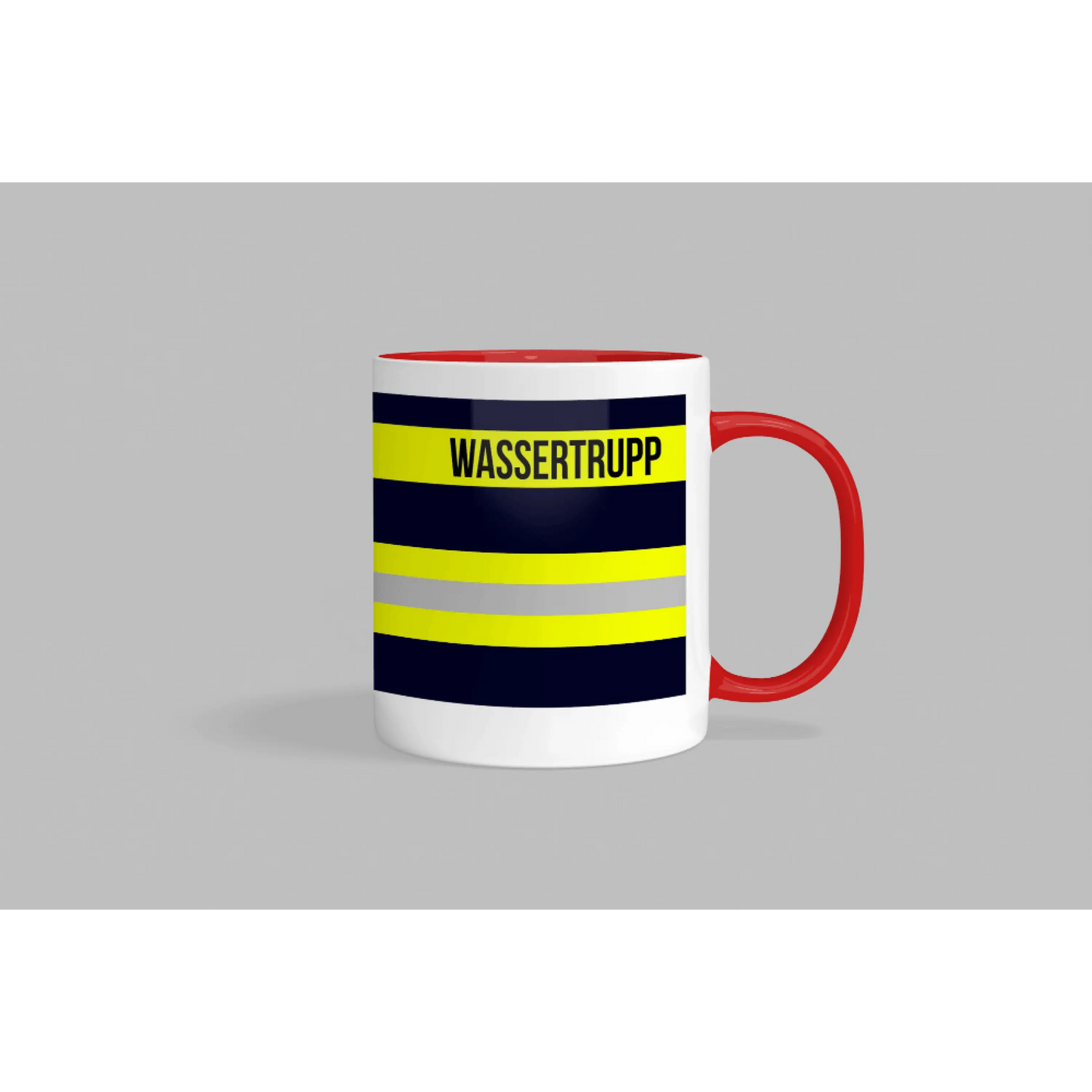 Fireandkisses feuerwehr-tasse „wassertrupp“ - roter henkel & rand - tasse feuerwehr-tasse „wassertrupp“