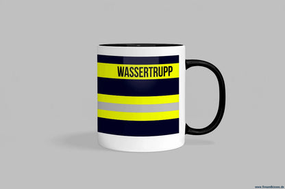 Fireandkisses feuerwehr-tasse „wassertrupp“ - schwarzer henkel & rand - tasse feuerwehr-tasse „wassertrupp“
